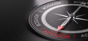Trusted financial advisor for executive financial plans, a compass pointing text trusted advisor